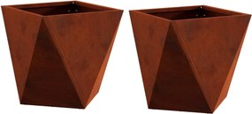 vidaXL Növénytartó 2 pcs Rozsdás 30 x 30 x 30 cm Időjárásálló acél