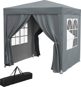 Outsunny 2 x 2 m-es Kültéri Kertiszín, összecsukható, magasságállítható, UV védelem, acélváz, 4 leszerelhető oldalsó fal, kempinghez, fesztiválokhoz,