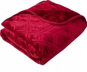 Dombornyomott akril takaró Vito 200x220 geometrikus bordó minta