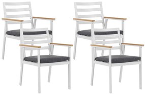 Fehér kerti szék négydarabos szettben szürke párnákkal CAVOLI  Beliani