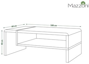 Mazzoni FOLK Fekete/Arany Tölgy - MODERN DOHÁNYZÓASZTAL POLCCAL