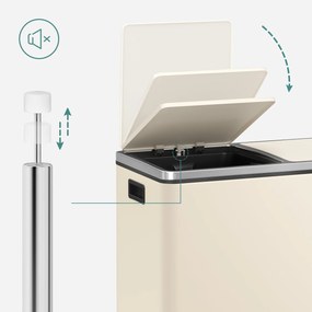 SONGMICS  dupla szemetes, 2x30l, krémszínű