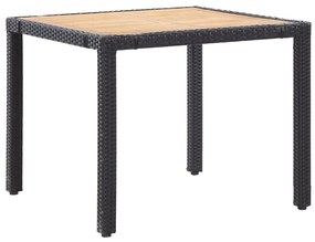 vidaXL 5 részes fekete polyrattan kültéri étkezőszett párnákkal