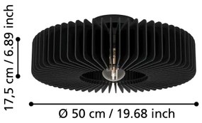Eglo 900831 - Mennyezeti lámpa PALOMBAIA 1xE27/40W/230V fekete
