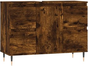 vidaXL füstös tölgy színű szerelt fa fürdőszobaszekrény 80x33x60 cm