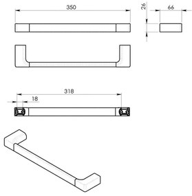 GEDY PI213587 Pirenei törülközőtartó 35 x 6,6 cm, arany
