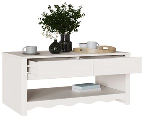 Dohányzóasztal &quot;&quot;DRAMMEN&quot;&quot; Fehér 99x55x45 cm Szilárd Fenyő