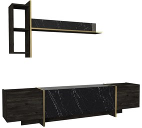 TV szekrény Veyron - Black, Gold