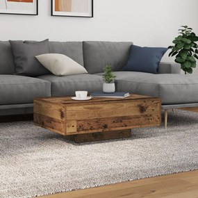 LED világítással ellátott dohányzóasztal régi fa 85x55x31 cm