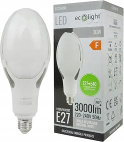 Led izzó E27 menetes adapter E40 30W Semleges fény 4000K 3000lm