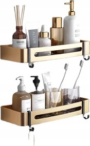 Fürdőszoba polc fúrás nélkül 2db ragasztó arany