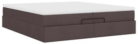 Ottomán ágykeret matracokkal Sötétbarna 200x200cm szövet