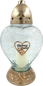 Üveg Mécses Nagymama Napjára Kedves Nagymama Szív Arany Betéttel Ajándék 36 CM