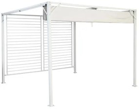Prémium pergola fehér acél vázzal és poliészter tetővel 296x296x225 cm