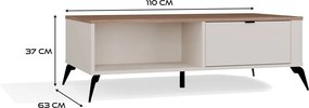 CORDOBA dohányzóasztal 110x63x11.5 cm, kasmír- tölgy- fekete