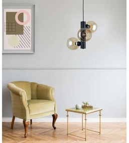 Csillár zsinóron TUBE 3xE27/60W/230V fekete/füstös bézs