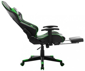 fekete és zöld műbőr gamer szék lábtámasszal
