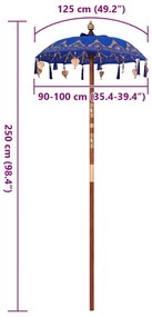 Balinéz Napernyő Kék (90-100) x 260 cm Pamut és tömör fa