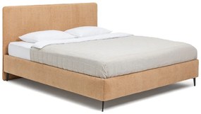 Mustársárga kárpitozott franciaágy ágyráccsal 160x200 cm Noira Slim – Bonami Selection
