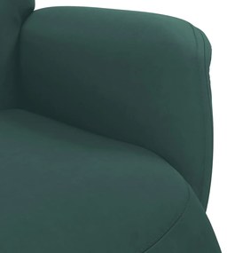 sötétzöld bársony dönthető fotel lábtartóval