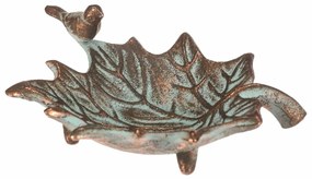 Fém ivókút Javorový list s ptáčkem Romance, 17 x16 x 6 cm, réz