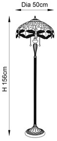 Endon 70940 - Tiffany DRAGONFLY állólámpa 2xE27/60W/230V, átmérő 50 cm