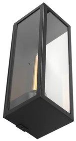 Modern téglalap alakú kültéri fali lámpa fekete üveggel - Rotterdam Long