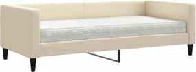 vidaXL krémszínű szövet kanapéágy matraccal 90 x 200 cm