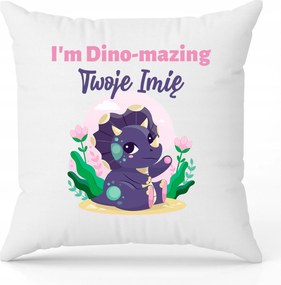 Párna Fehér 40 x 40 cm Személyre szabott I'M Dino Mazing Érdekes Minták