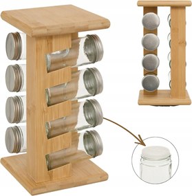 Fűszertartó Állvány 8 Db-os Bambusz Konyhai Rendszerező Fűszertartó