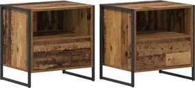 vidaXL Éjjeli asztal fiókkal 2 pcs Öreg fa 50 x 39,5 x 50 cm Faanyag