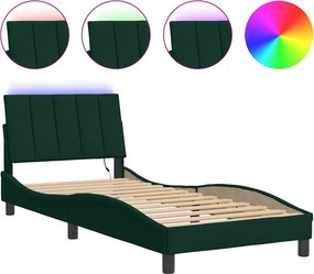 vidaXL sötétzöld bársony ágykeret LED-ekkel matrac nélkül Hanko 80 x 200 cm