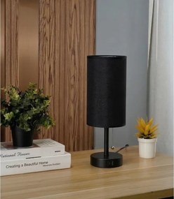 Brilagi - Asztali lámpa USB-porttal TABLON 1xE27/25W/230V fekete
