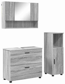 Fürdőszoba bútor szett 3 pcs Szürke sonoma 76.5 x 35 x 64 cm