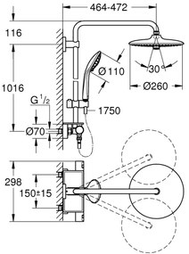 GROHE 26403001 - Zuhanyrendszer VITALIO JOY 260 450 mm fényes króm