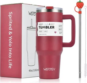 Thermo Bögre Termosz Fogantyúval Forró Kávé Italok Bordó 1200ML