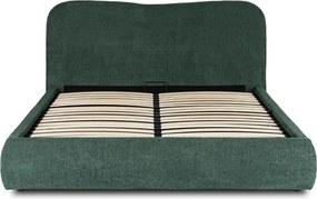 Ágy 160x200 cm méretben, ágyneműtartóval, zöld színben, bouclé kárpittal BRISTOL