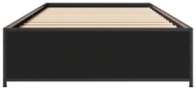 fekete szerelt fa és fém ágykeret 100 x 200 cm