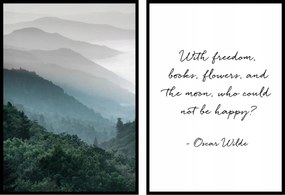 Poszter szett 2db 40x50 Hegyek zöld természet tájkép felirat tavasz nyár erdő