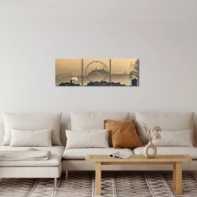 Kép - Város köd alatt (órával) (90x30 cm)