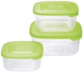 Tontarelli műanyag élelmiszerdoboz készlet 3 db, négyzet alakú, zöld