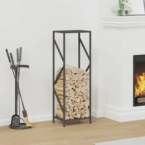 fekete hidegen hengerelt acél tűzifatároló 34x25x100 cm