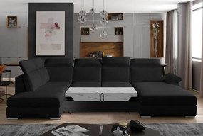 Fekete kinyitható sarokkanapé (bal oldali-U alakú) Evanell – ELTAP
