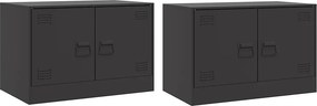 vidaXL 2 db fekete acél TV-szekrény 67 x 39 x 44 cm