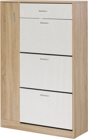 HOMCOM 3-ajtós cipőszekrény 18-27 pár cipőhöz, modern cipőtartó fiókkal és ajtóval, 84x30x132 cm, természetes fa | Aosom