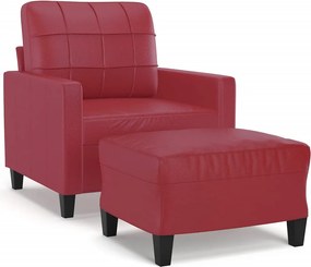 vidaXL bordó műbőr kanapéfotel lábtartóval 60 cm