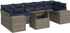vidaXL 8 részes szürke polyrattan akácfa kerti ülőgarnitúra párnákkal