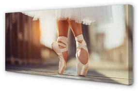 Canvas képek Fehér balettcipő nő ​​lábát 100x50 cm