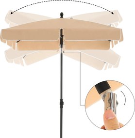 Téglalap alakú napernyő 2 × 1,25 m, UPF 50+ védelem, dönthető, talp nélkül, taupe