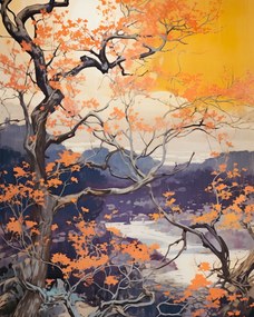 Poszter 40x50cm Arany Ősz a tóparton